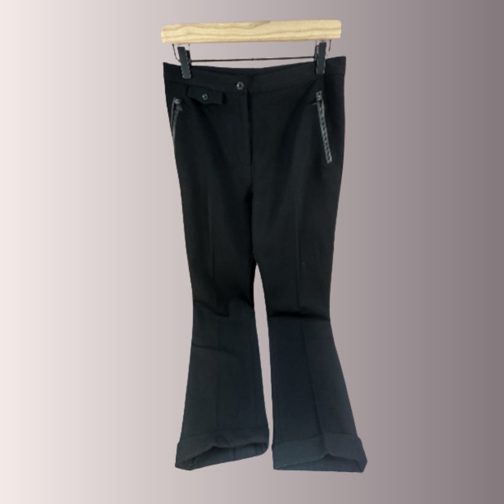 Lauren Ralph Lauren Wool Pants Women Size 8 Black Cuffed Stretch Professional